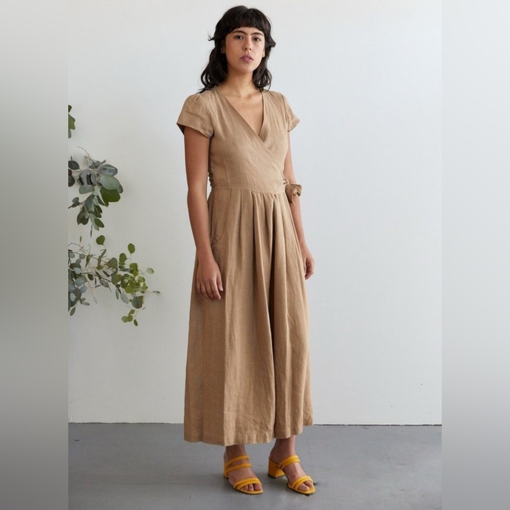 SUGAR CANDY MOUNTAIN••Linen Angela Jumpsuit•XSmall Brown